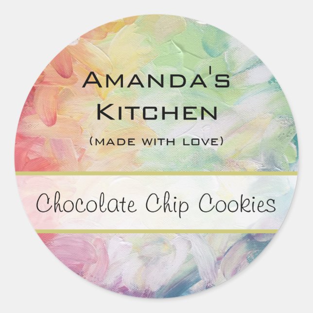 Sticker Rond Cuisine de peinture Abstraite texturée épaisse per (Devant)