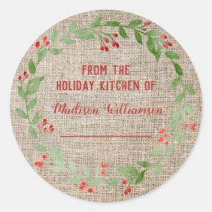 Sticker Rond Cuisine de vacances en jute Confiture maison en