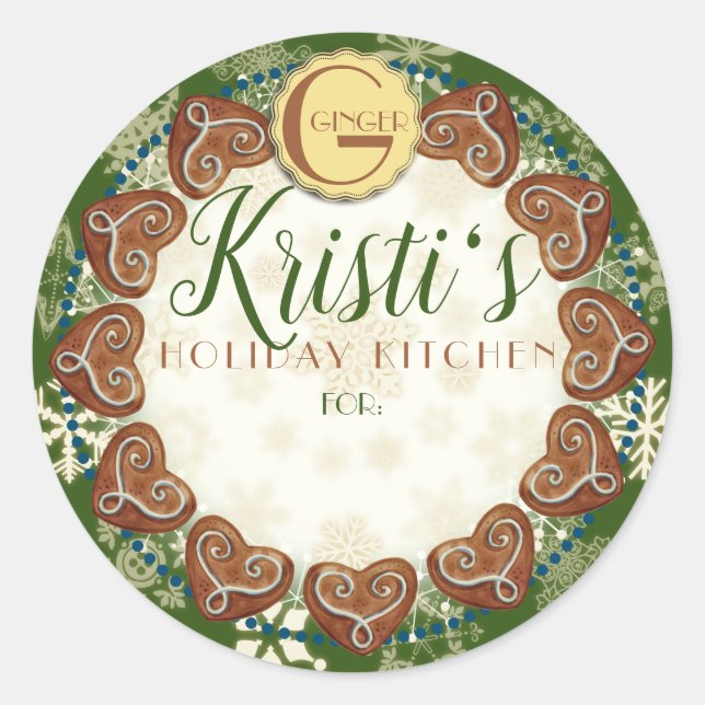 Sticker Rond Cuisine de vacances en pain d'épices cookies perso (Devant)