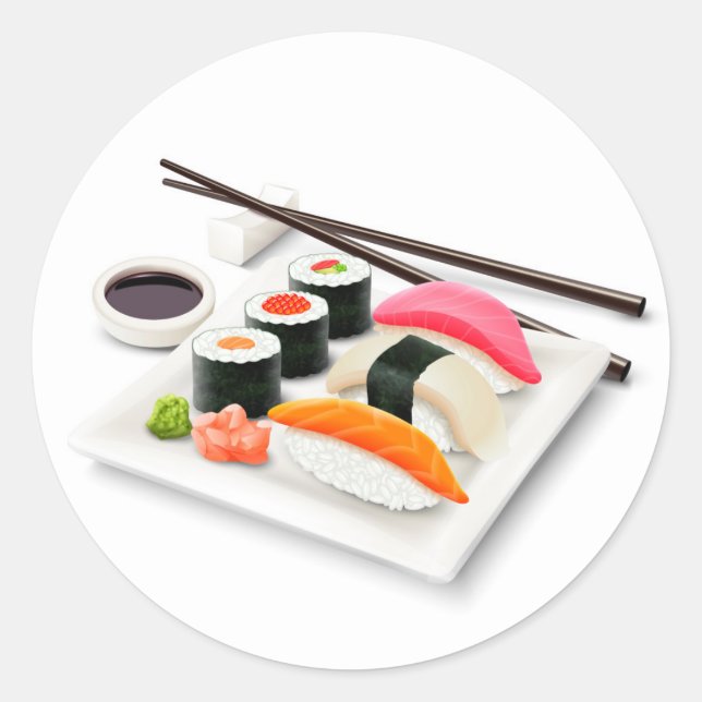 Sticker Rond Cuisine japonaise sushi (Devant)