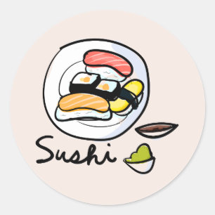Sticker Rond Cuisine japonaise sushi