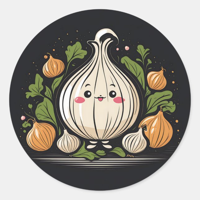 Sticker Rond Cuisine Kawaii Onion (Devant)