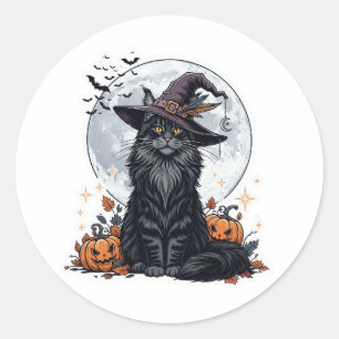 Sticker Rond Cuisine Maine Coon - Majestic Halloween Chat