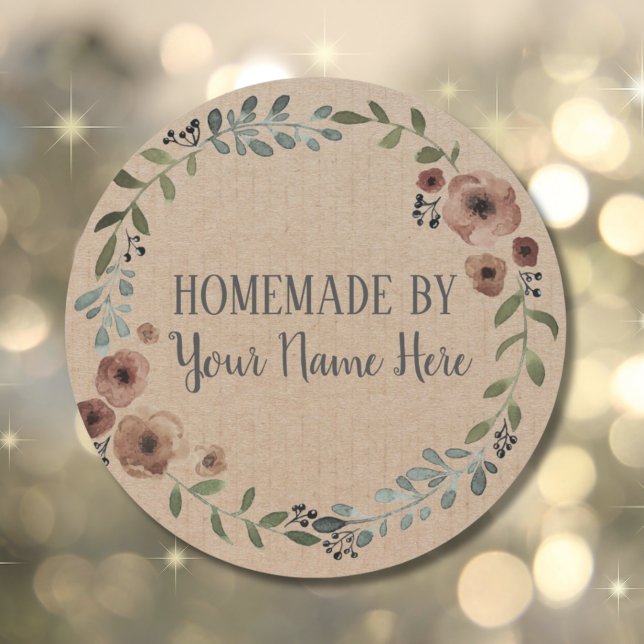Sticker Rond Cuisine maison Gâteau Vintage artisanat Fer (Homemade Cookie Cake Vintage Craft Floral Wreath Classic Round Sticker
)