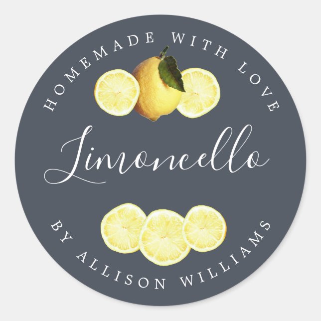 Sticker Rond Cuisine maison Limoncello Charcoal Bleu foncé (Devant)