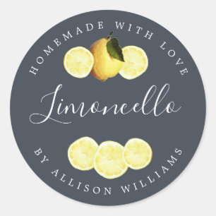 Sticker Rond Cuisine maison Limoncello Charcoal Bleu foncé