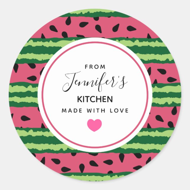 Sticker Rond Cuisine Motif Pink & Green (Devant)