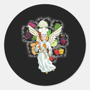Sticker Rond Cuisine paradisiaque de Noël Légumes Cuisine Chef