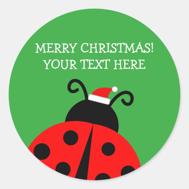 Sticker Rond Cuisine rouge coccinelle Noël personnalisée Fête (Devant)