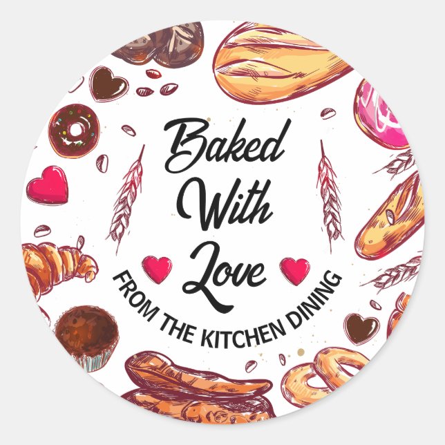 Sticker Rond cuisine rustique cuite avec amour (Devant)
