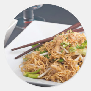 Sticker Rond Cuisine thaïlandaise Lo Mein Noodles Plat