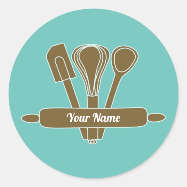 Sticker Rond Cuisinier traiteur sur mesure turquoise (Devant)