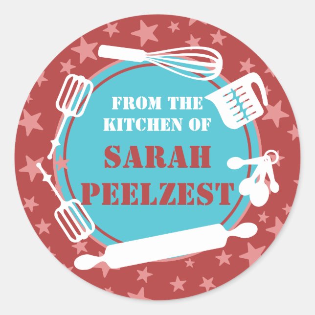 Sticker Rond Cuisinière boulangère étoiles de la cuisine de (Devant)