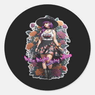 Sticker Rond Cuisse Thicc Vibes de cuisine - Whimsigoth Witch-C