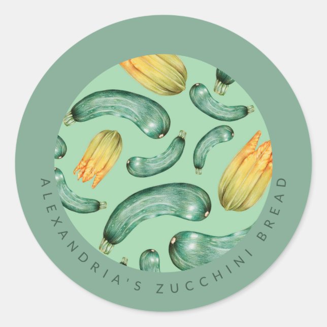 Sticker Rond Cuisson | Votre Nom | Pain de Courgette (Devant)