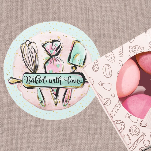 Sticker Rond Cuit Avec Amour (Créateur téléchargé)