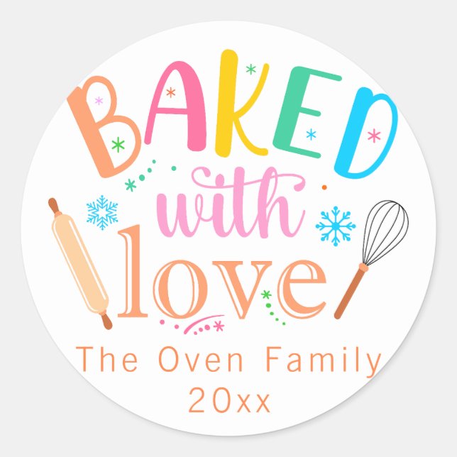 Sticker Rond Cuit avec amour Colorful Holiday Moderne (Devant)
