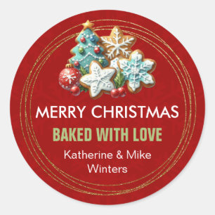 Sticker Rond Cuit Avec Amour Cookie De Noël