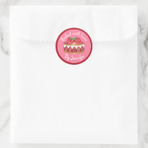 Sticker Rond Cuit avec amour Fraisier Fraisier Fraise maison Gâ