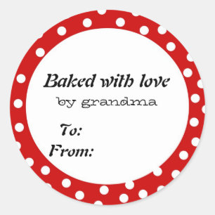 Sticker Rond Cuit avec amour pois rouge