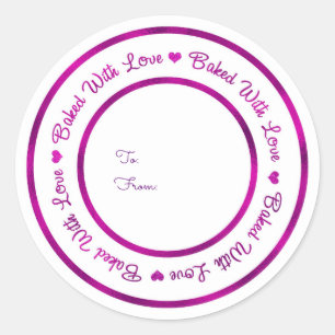 Sticker Rond Cuit Avec Amour Traitez Vibrant Violet Glam Modern