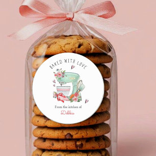 Sticker Rond Cuit avec l'aquarelle Love Cake Mixer