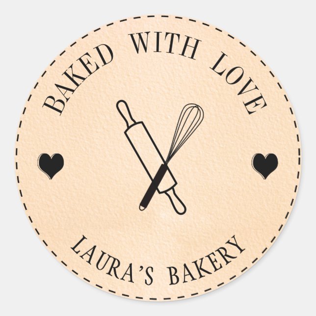 Sticker Rond Cuit avec Love Cake Rolling Pin Whisk (Devant)