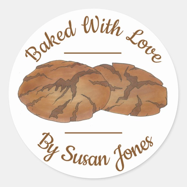 Sticker Rond Cuit avec Love Ginger Snap Biscuit Cookie (Devant)