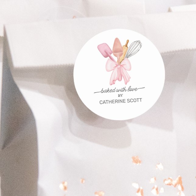 Sticker Rond Cuite avec amour aquarelle personnalisée (Créateur téléchargé)