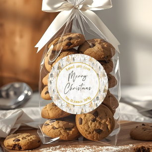 Sticker Rond Cuites Avec Amour Joyeux Noël Arbres Neutres