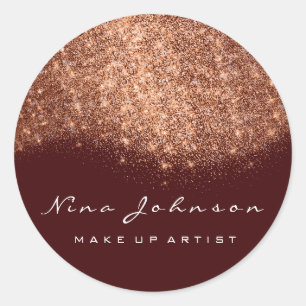 Sticker Rond Cuivre Bourgogne Rose Parties scintillant maquilla
