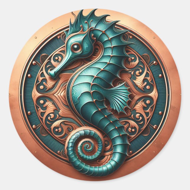 Sticker Rond Cuivre et Turquoise (Devant)