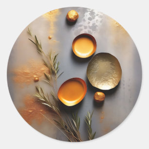 Sticker Rond Cuivre texturé et métal ocre