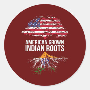 Sticker Rond Cultivé en Amérique avec des racines indiennes Ind