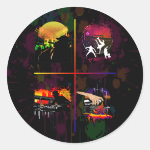 Sticker Rond Culture de rue Hip Hop vibrante Couleurs urbaines