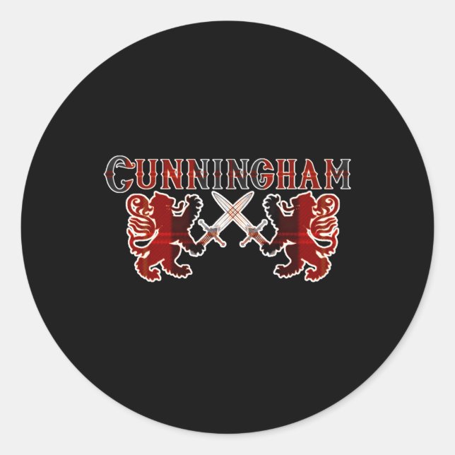 Sticker Rond Cunningham Clan Scottish Family Kilt Tan Lion (Devant)