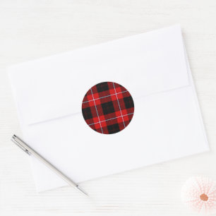 Sticker Rond Cunningham Tartan rouge noir
