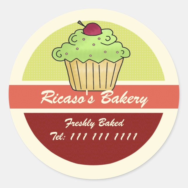 Sticker Rond Cupcake à la cerise sur le dessus (Devant)