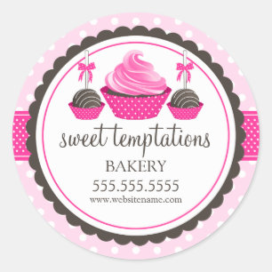 Sticker Rond Cupcake and Cake Pops Boulangerie Cachets