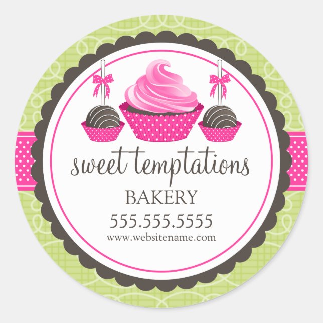 Sticker Rond Cupcake and Cake Pops Boulangerie Cachets (Devant)