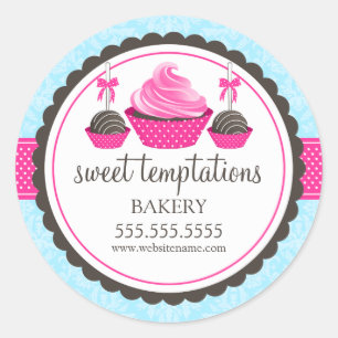 Sticker Rond Cupcake and Cake Pops Boulangerie Cachets
