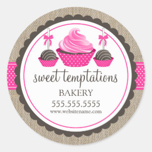 Sticker Rond Cupcake and Cake Pops Boulangerie Cachets