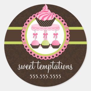 Sticker Rond Cupcake and Cake Pops Boulangerie Cachets