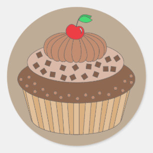 Sticker Rond Cupcake au chocolat