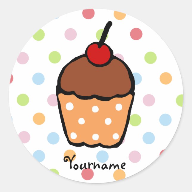 Sticker Rond Cupcake au chocolat sucré péronisé (Devant)