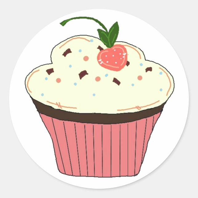 Sticker Rond Cupcake au Moka (Devant)