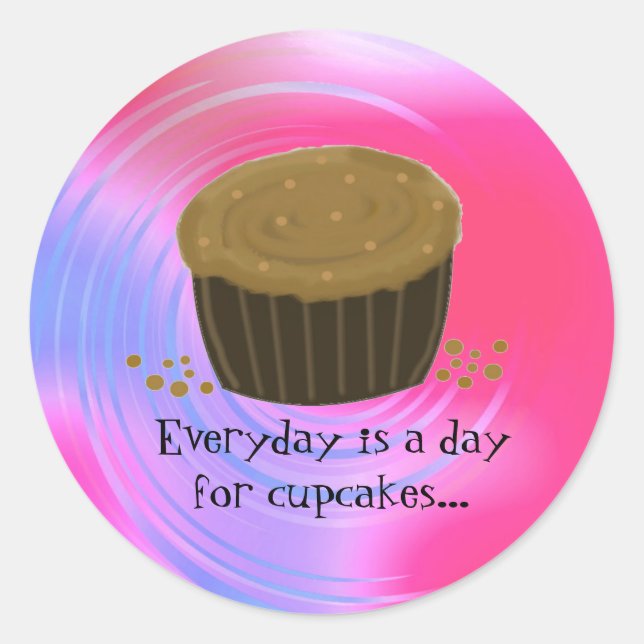 Sticker Rond Cupcake au tourbillon de chocolat (Devant)