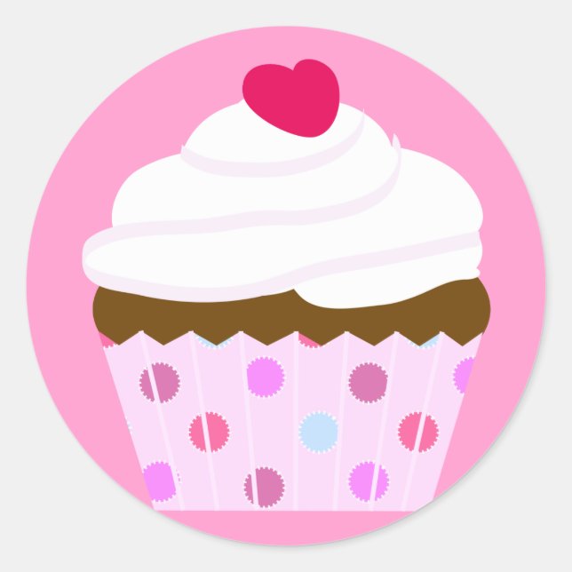 Sticker Rond Cupcake aux fraises et à la crème (Devant)