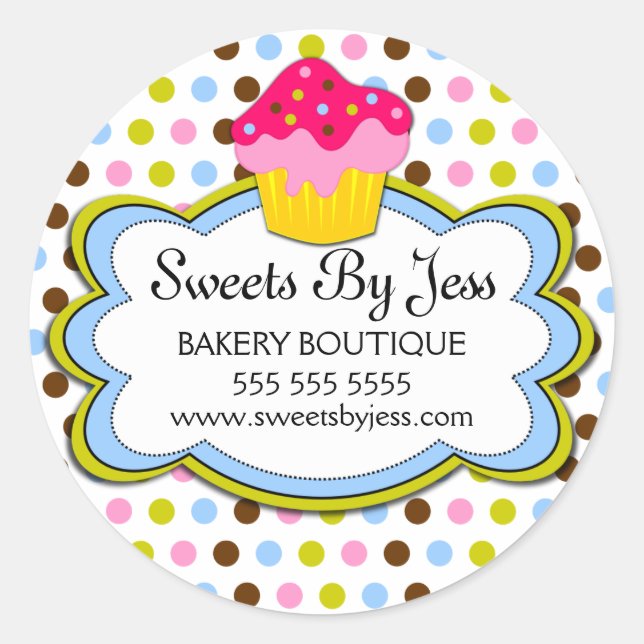 Sticker Rond Cupcake Boulangerie Cloud Box Seaux (Devant)