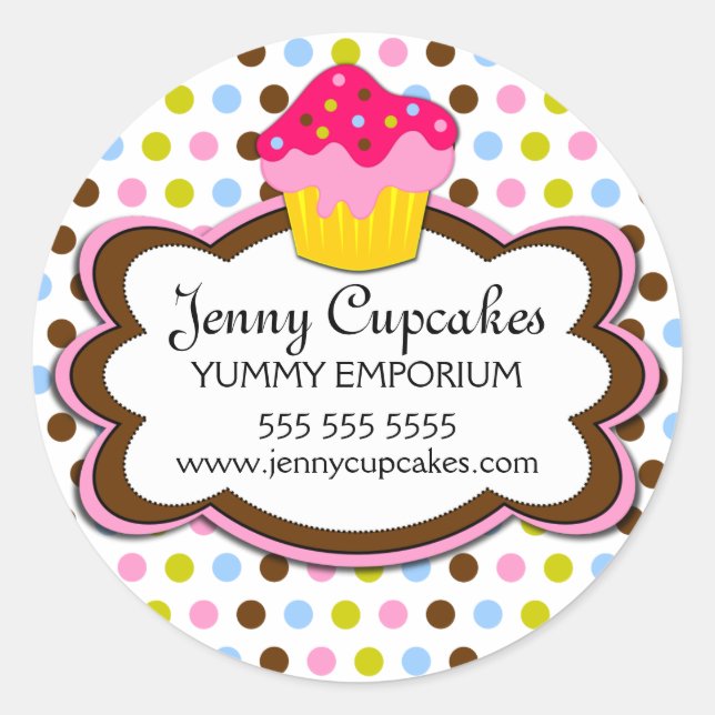 Sticker Rond Cupcake Boulangerie Couvercles (Devant)